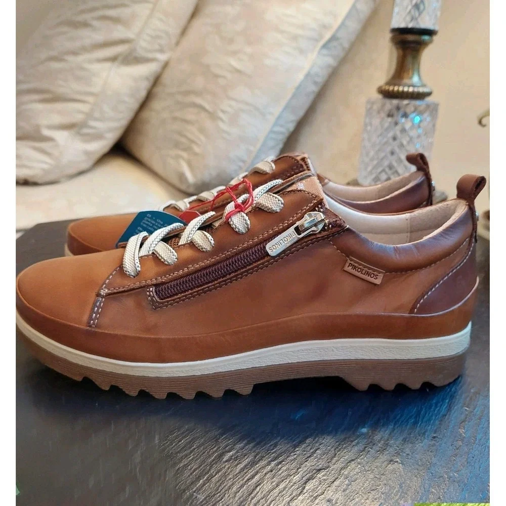 Pikolinos Women's Vigo Leather Sneakers Brandy US 6.5-7 M/EU 37 NEW! $185